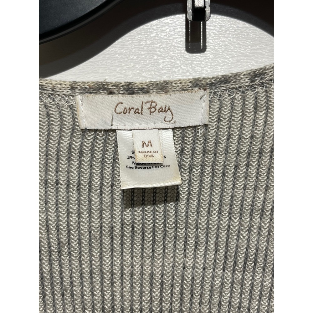 Coral Bay Womens Medium‎ Grey Black Colorblock Metallic Open Front Cardigan - Picture 3 of 6